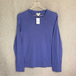 J CREW Cotton Crew Neck Teddie Sweater LARGE Bistro Blue NWT